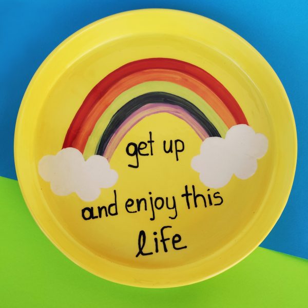 Handmade Yellow Plate Rainbow - Divine Vibes